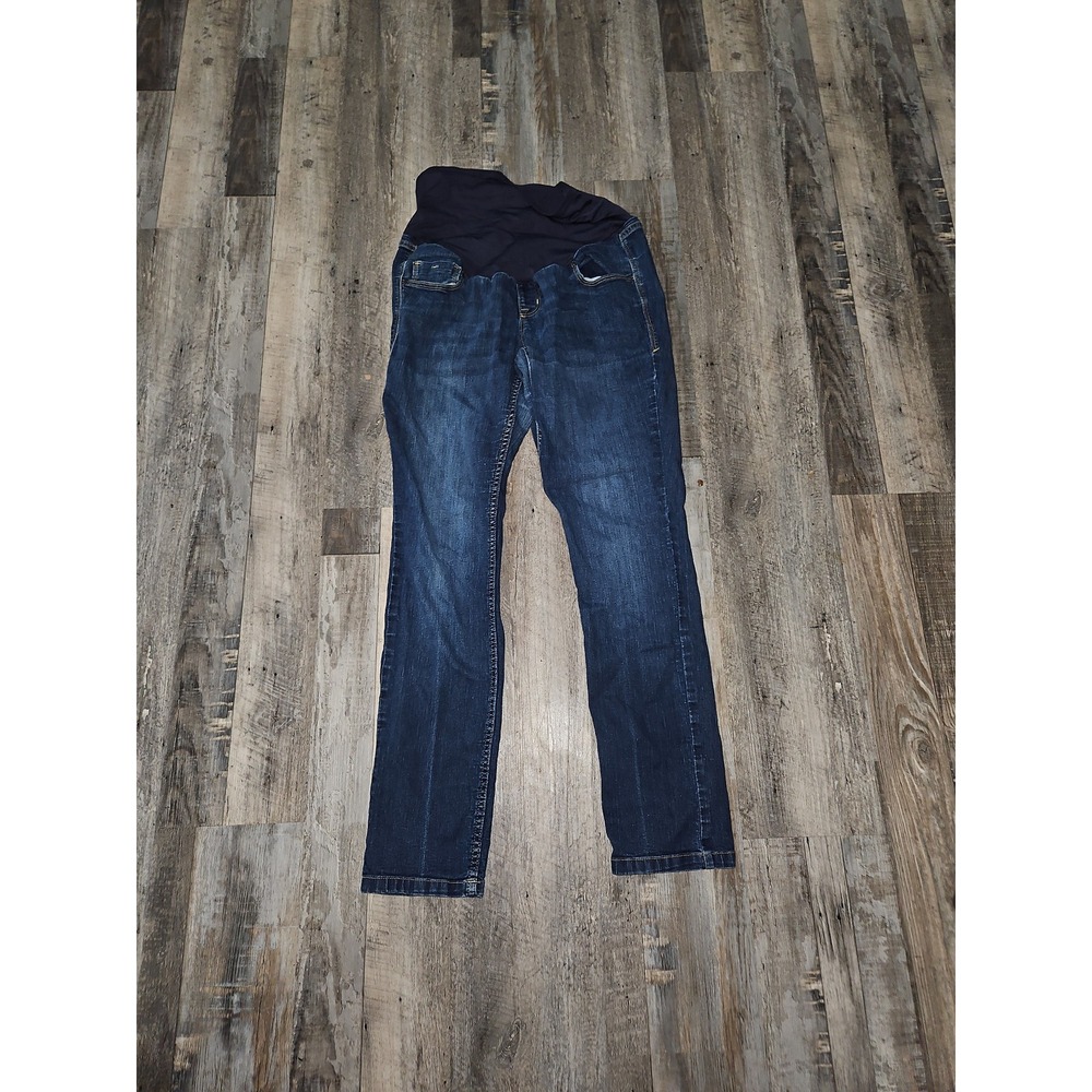 Maternity Jeans Dark Wash Denim Stretch Waistband Comfortable Casual